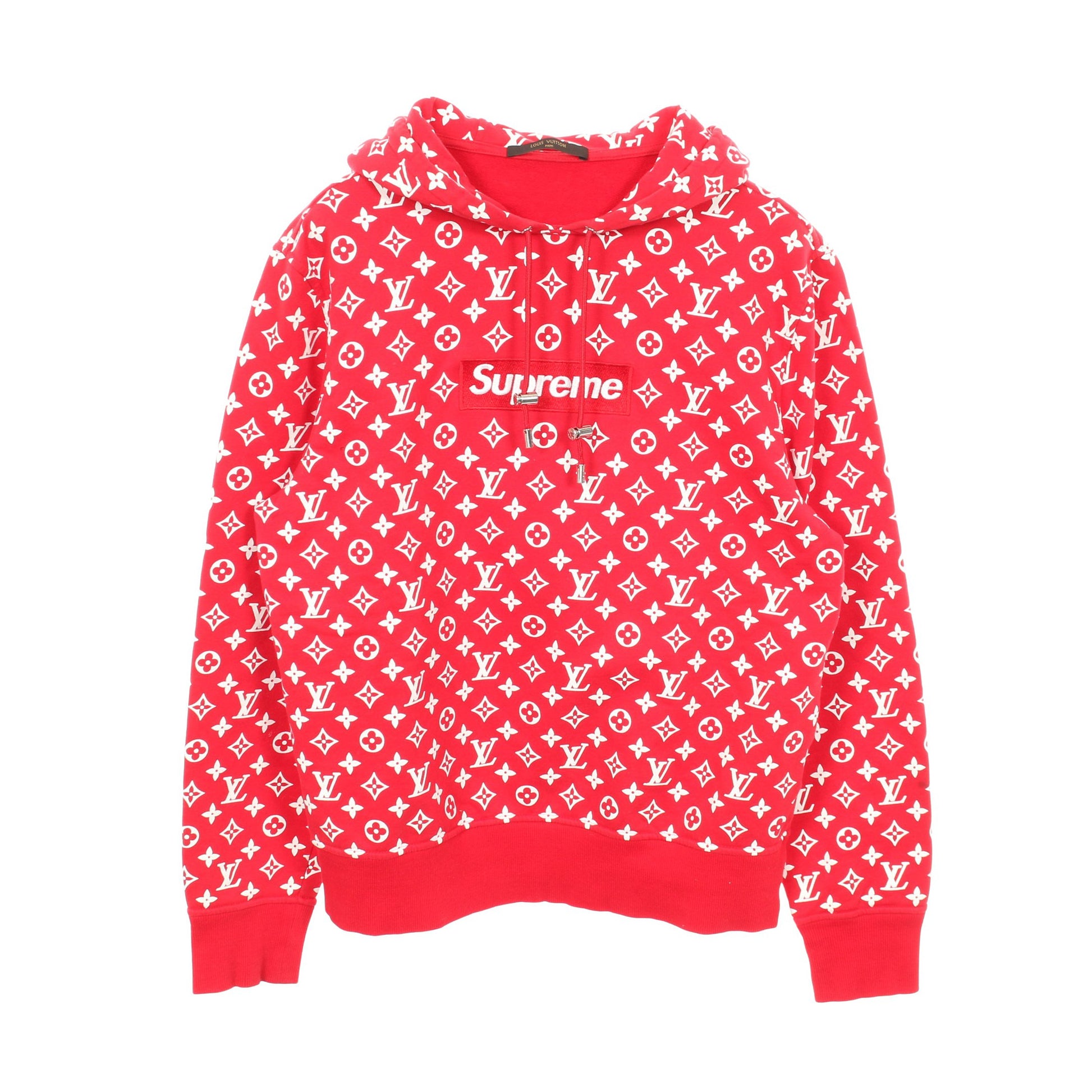 LOUIS VUITTON × Supreme Box Logo Hooded Sweatshirt ボックスロゴ プルオーバーパーカー コットン レッド ホワイト ルイヴィトン トップス LOUIS VUITTON