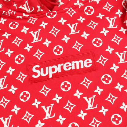 LOUIS VUITTON × Supreme Box Logo Hooded Sweatshirt ボックスロゴ プルオーバーパーカー コットン レッド ホワイト ルイヴィトン トップス LOUIS VUITTON