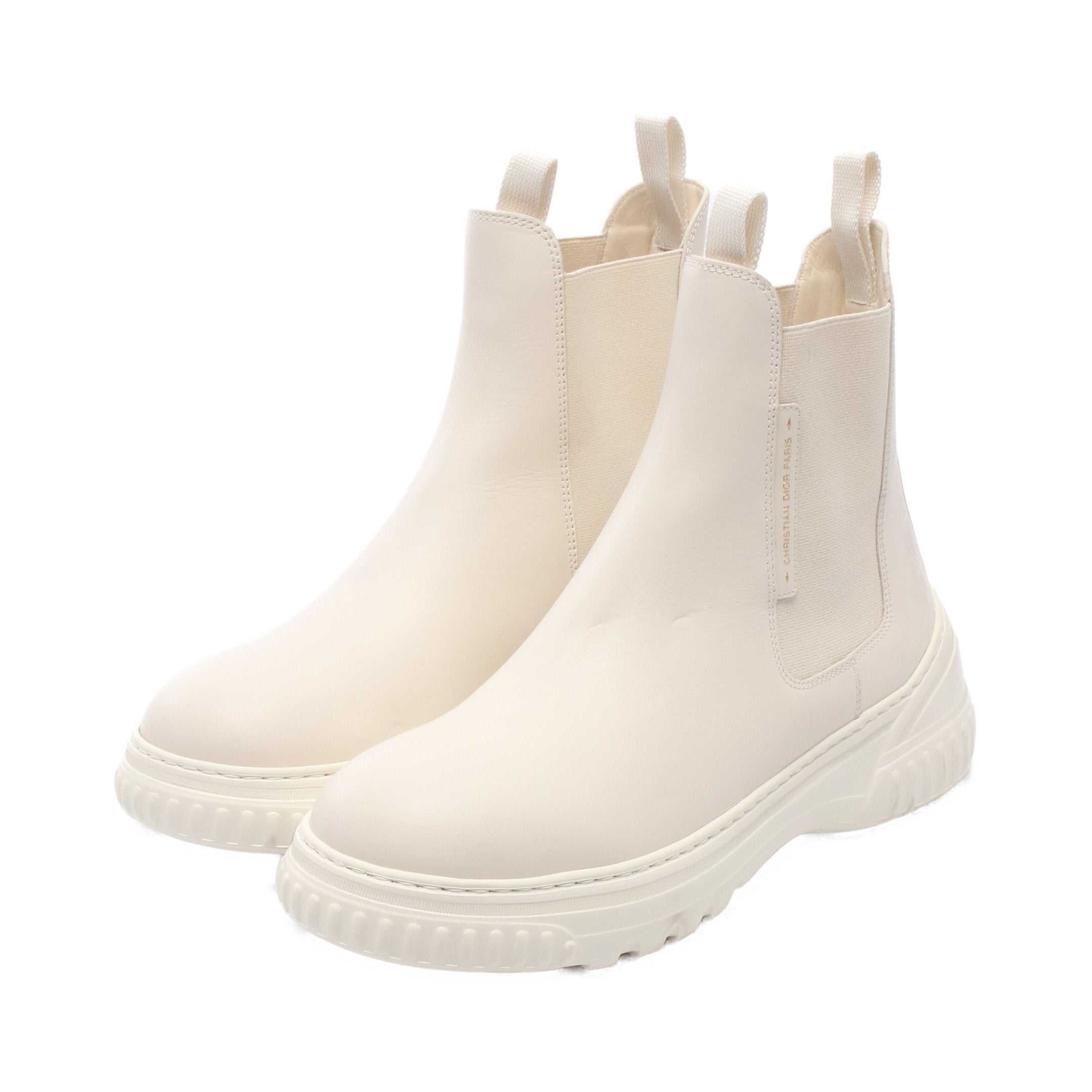 サイドゴアブーツ レザー オフホワイト クリスチャンディオール – RECLO