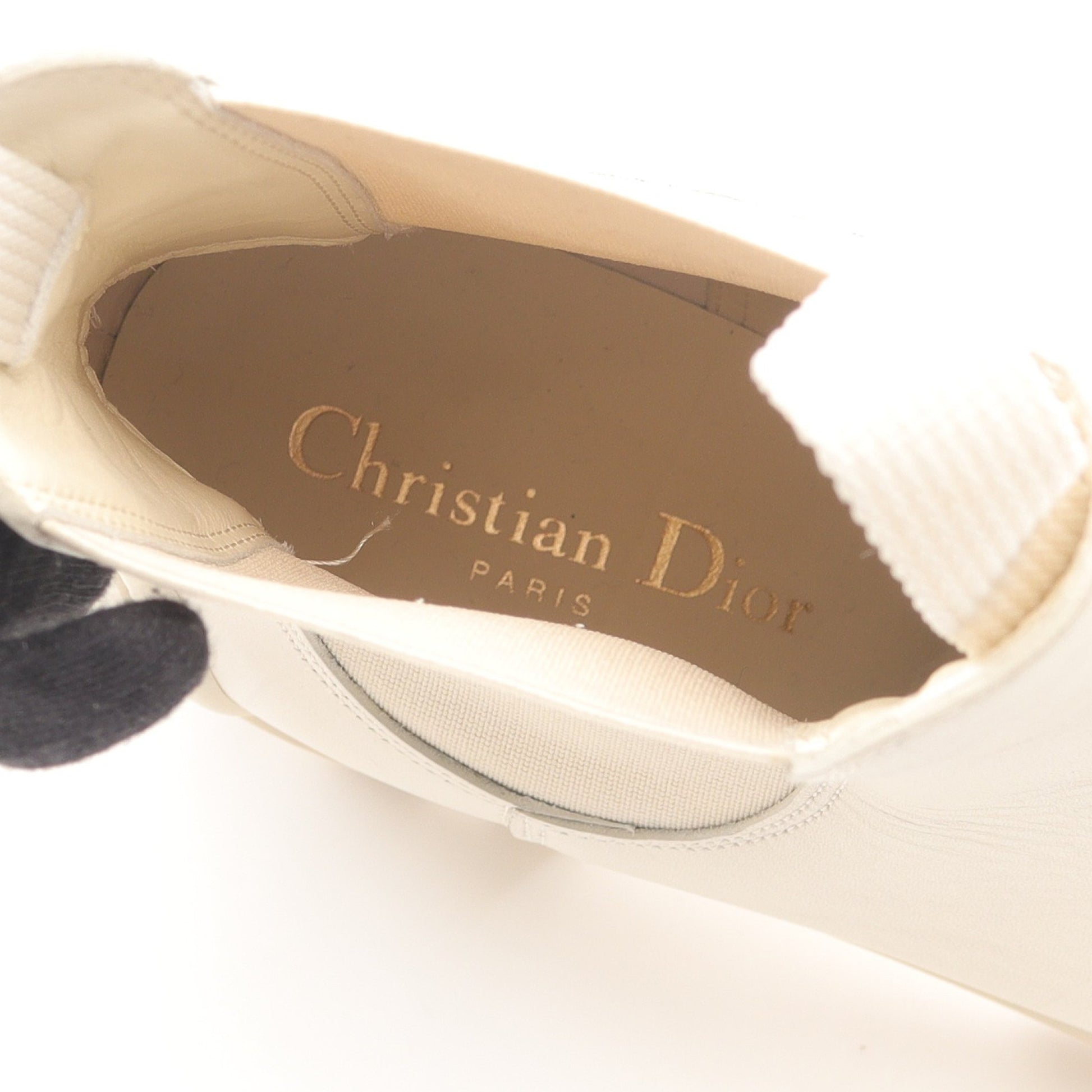 DIOR IRON サイドゴアブーツ レザー アイボリー クリスチャンディオール シューズ Christian Dior