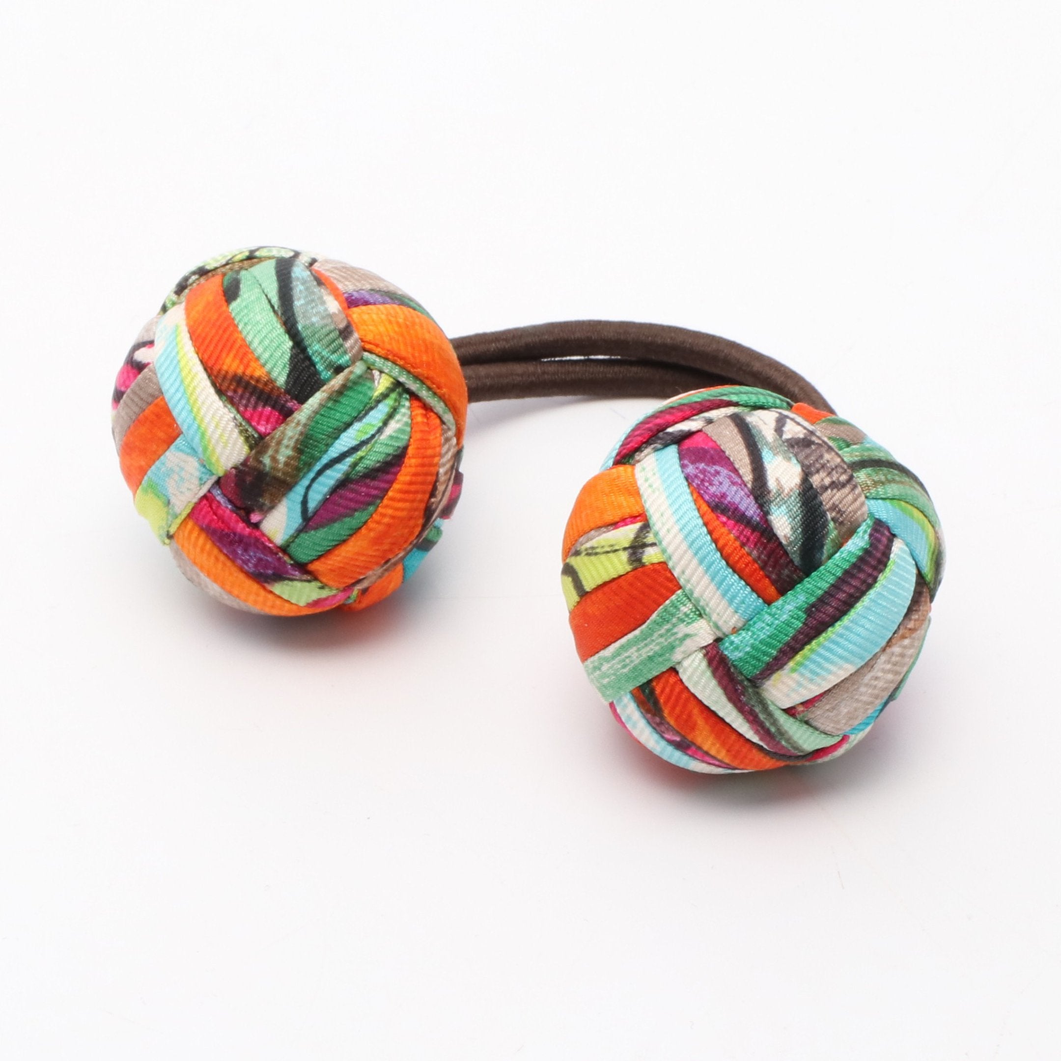 美品 エルメス HERMES ヘアゴム 髪ゴム ポンポン 赤系 美品 エルメス