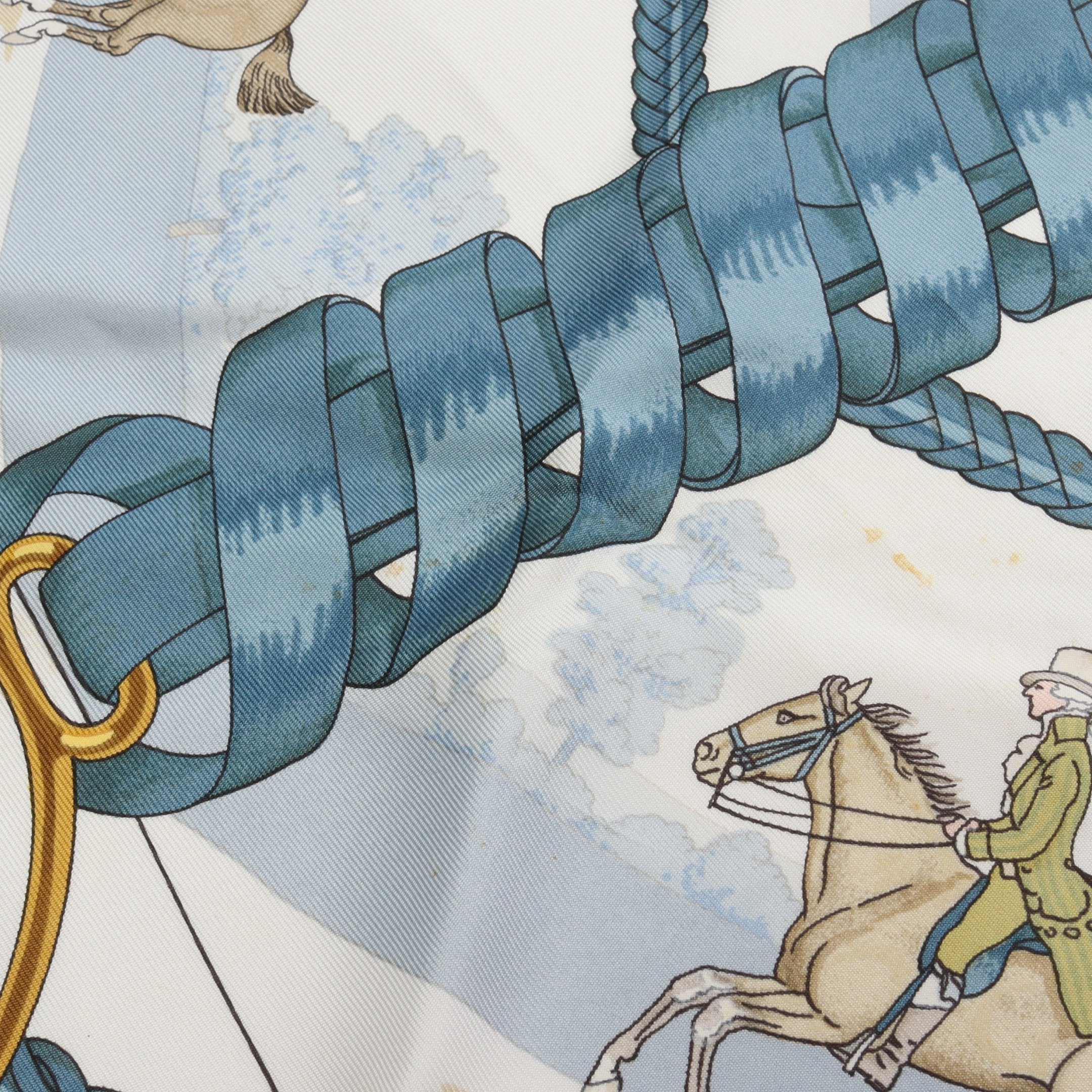 カレ90 LES ALLURES DU CHEVAL スカーフ シルク ブルー マルチカラー