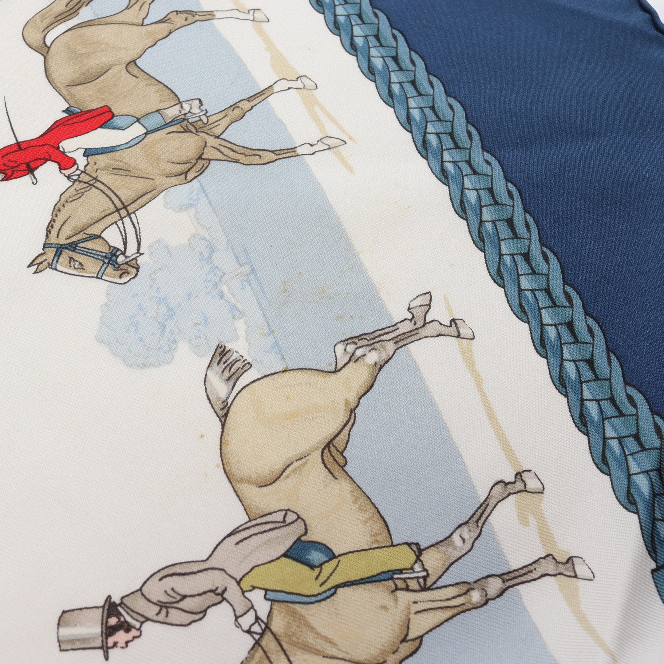 カレ90 LES ALLURES DU CHEVAL スカーフ シルク ブルー マルチカラー