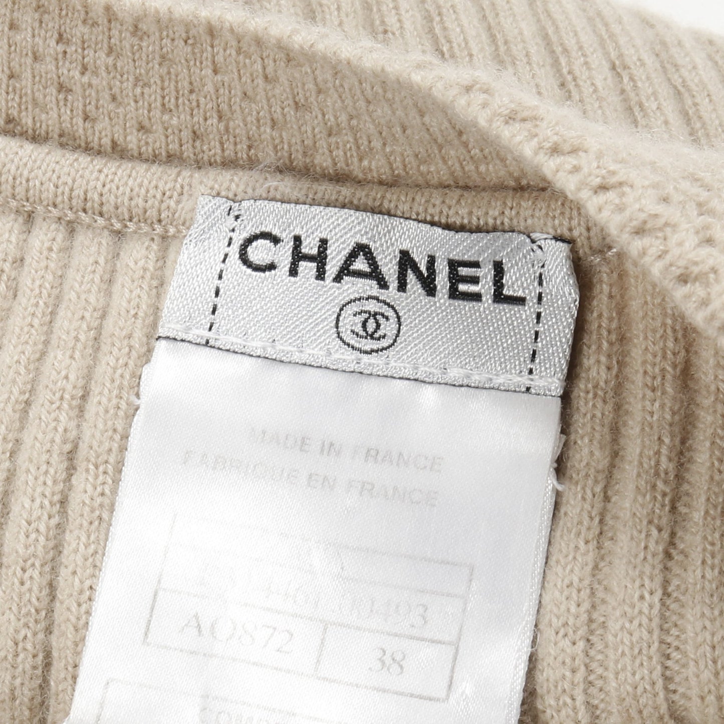 ココマーク プリーツ ニットワンピース ノースリーブ ウール ベージュ シャネル ワンピース CHANEL