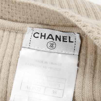 ココマーク プリーツ ニットワンピース ノースリーブ ウール ベージュ シャネル ワンピース CHANEL