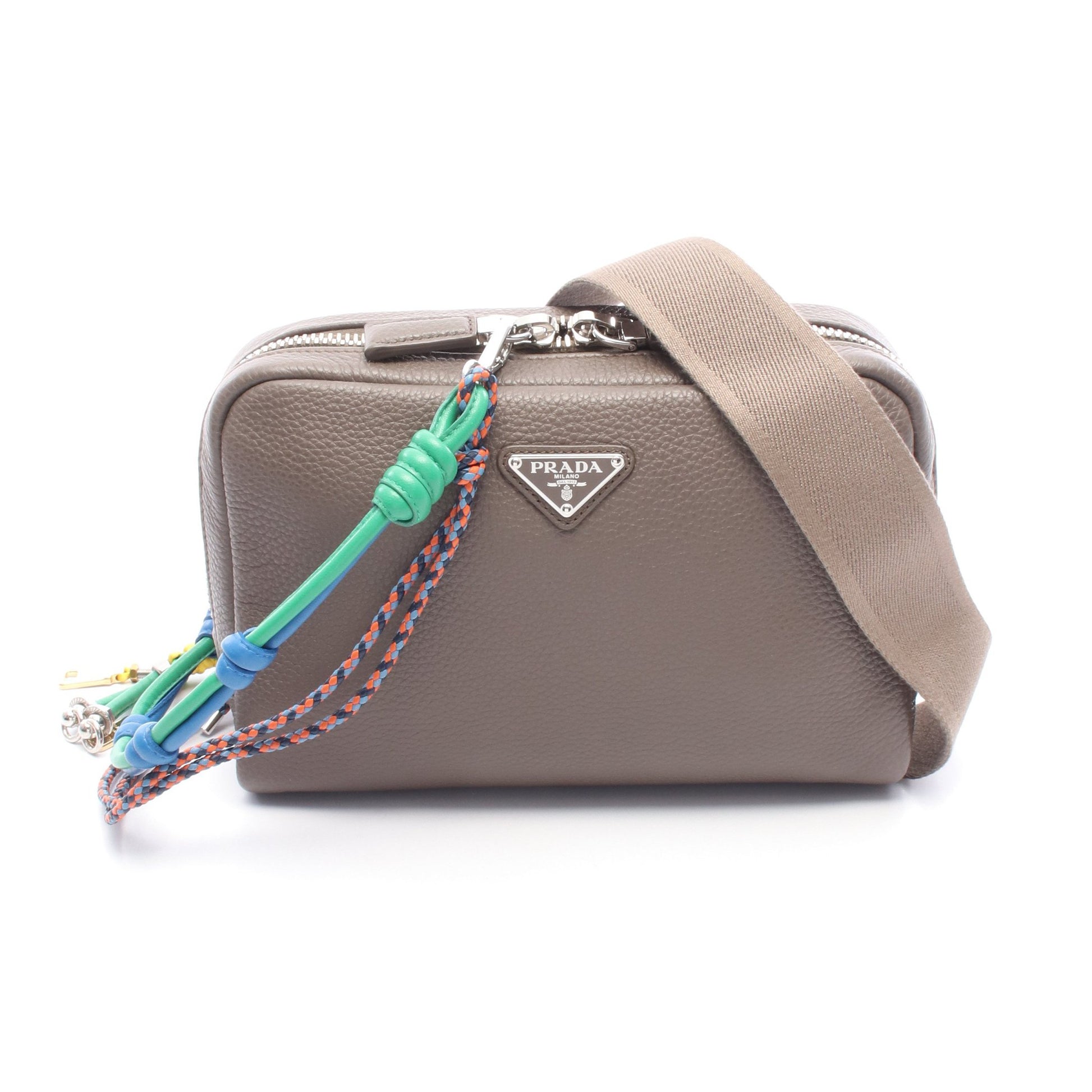 VIT.DAINO ショルダーバッグ レザー グレー トリック付き プラダ バッグ PRADA
