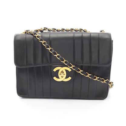 マドモアゼル デカマトラッセ Wチェーンショルダーバッグ ラムスキン ブラック ゴールド金具 シャネル バッグ CHANEL