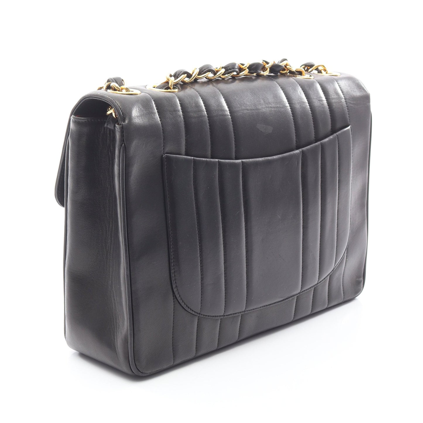 マドモアゼル デカマトラッセ Wチェーンショルダーバッグ ラムスキン ブラック ゴールド金具 シャネル バッグ CHANEL