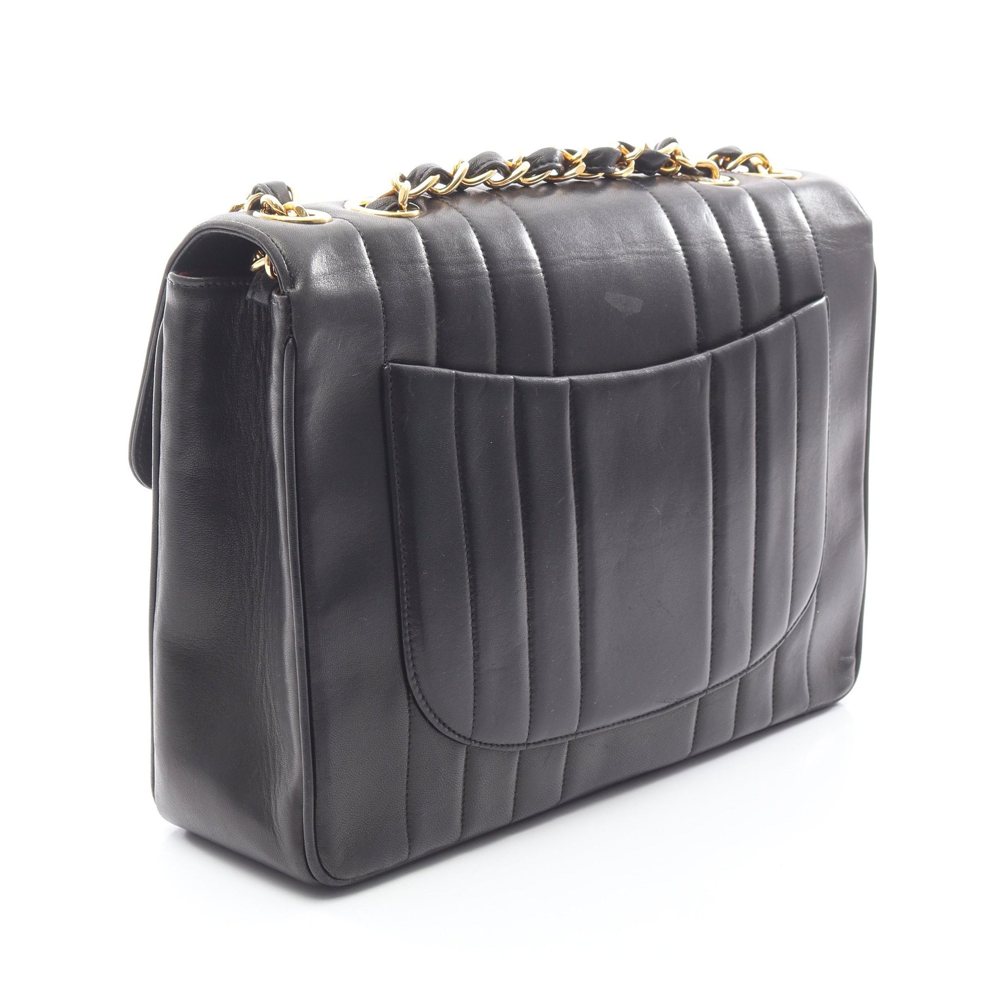 マドモアゼル デカマトラッセ Wチェーンショルダーバッグ ラムスキン ブラック ゴールド金具 シャネル バッグ CHANEL