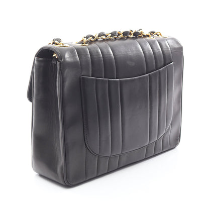 マドモアゼル デカマトラッセ Wチェーンショルダーバッグ ラムスキン ブラック ゴールド金具 シャネル バッグ CHANEL