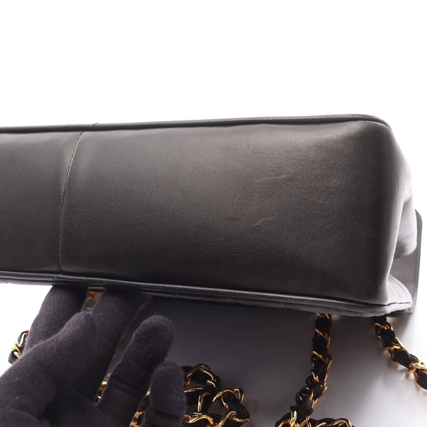 マドモアゼル デカマトラッセ Wチェーンショルダーバッグ ラムスキン ブラック ゴールド金具 シャネル バッグ CHANEL