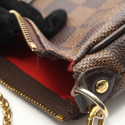 エヴァ ダミエエベヌ チェーンハンドバッグ PVC レザー ブラウン 2WAY ルイヴィトン バッグ LOUIS VUITTON