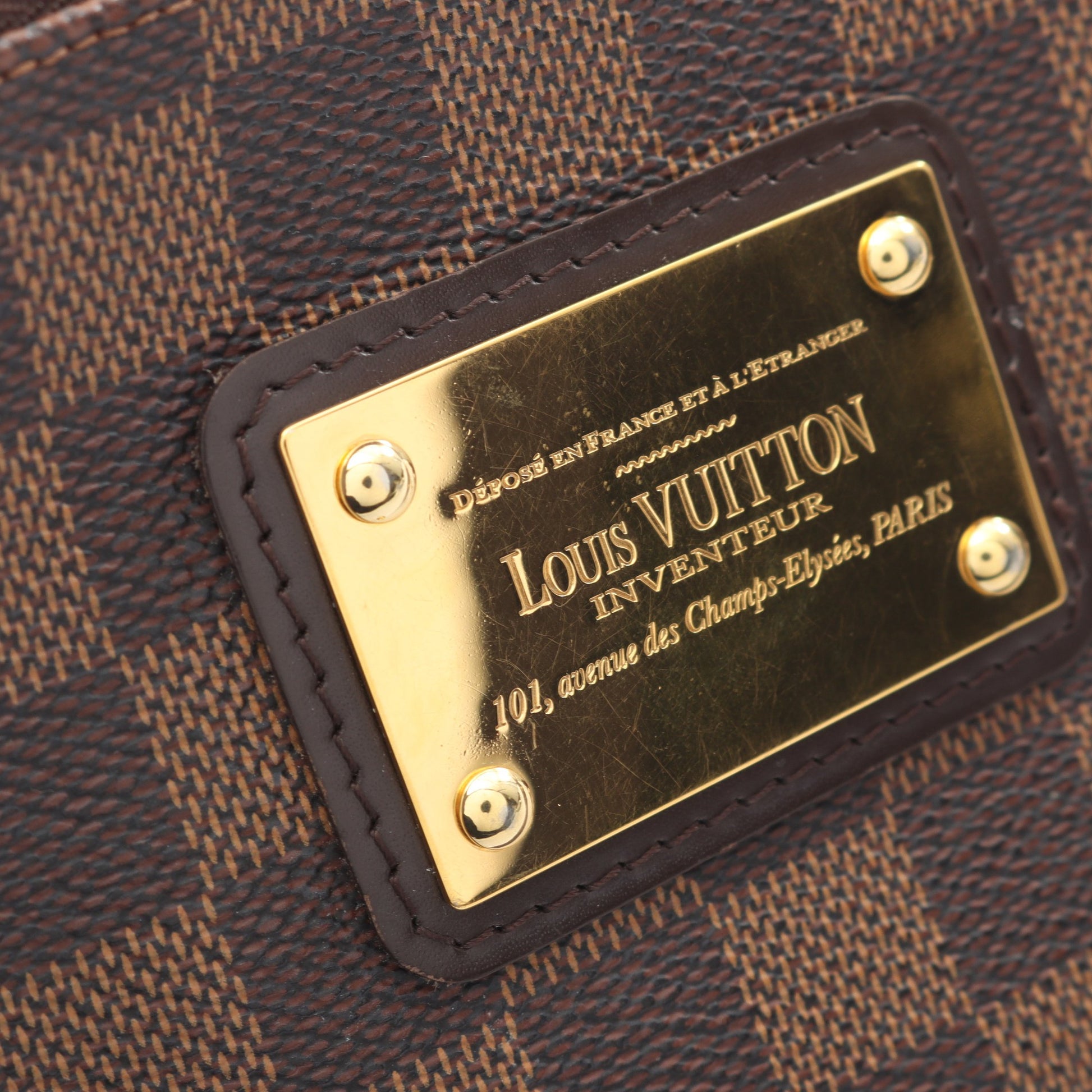 エヴァ ダミエエベヌ チェーンハンドバッグ PVC レザー ブラウン 2WAY ルイヴィトン バッグ LOUIS VUITTON