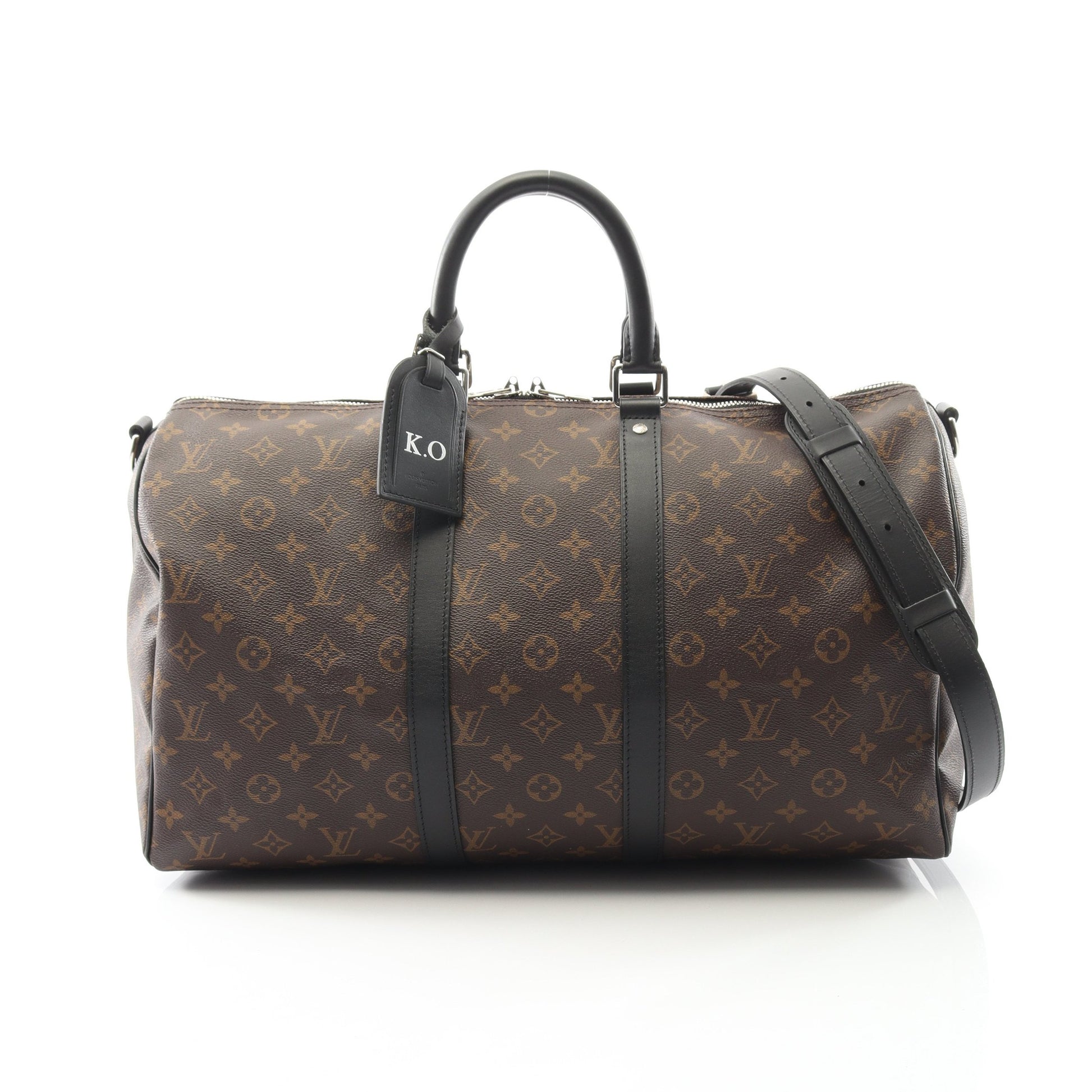キーポル バンドリエール 45 モノグラムマカサー ボストンバッグ PVC レザー ブラウン ブラック 2WAY ルイヴィトン バッグ LOUIS VUITTON
