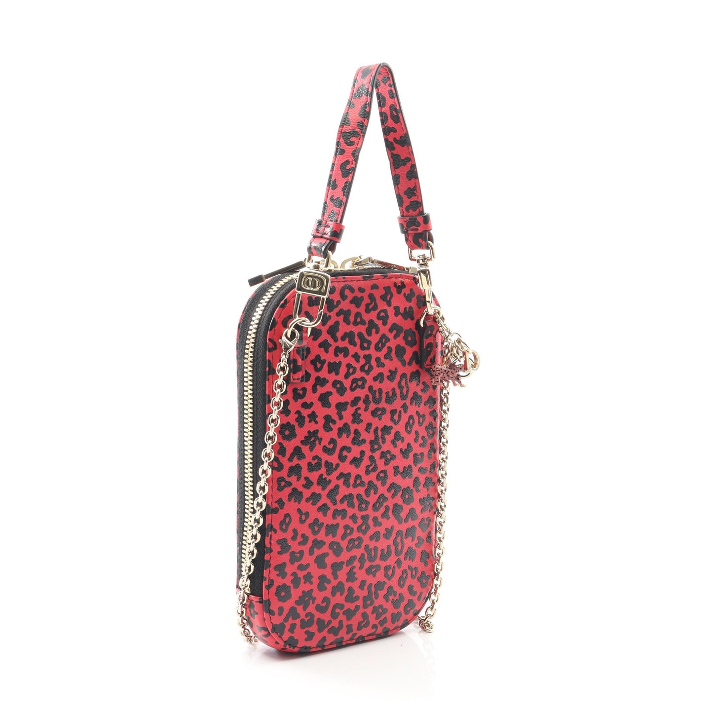 LADY DIOR レディディオール フォンホルダー ハンドバッグ レオパード レザー ピンクパープル ブラック 2WAY クリスチャンディオール バッグ Christian Dior