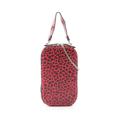 LADY DIOR レディディオール フォンホルダー ハンドバッグ レオパード レザー ピンクパープル ブラック 2WAY クリスチャンディオール バッグ Christian Dior