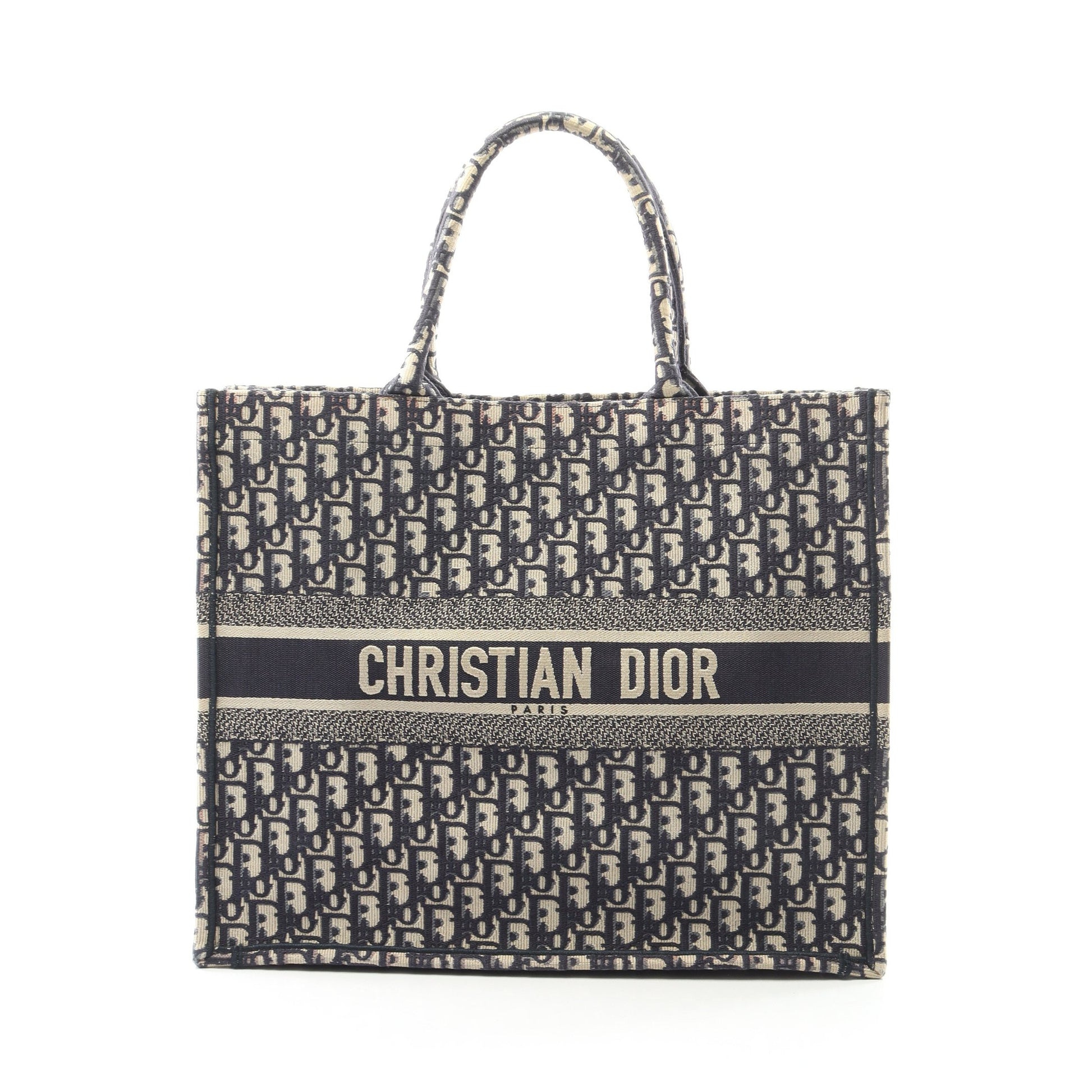 BOOK TOTE ブックトート ラージ オブリーク ハンドバッグ トートバッグ キャンバス ネイビー ベージュ クリスチャンディオール バッグ Christian Dior