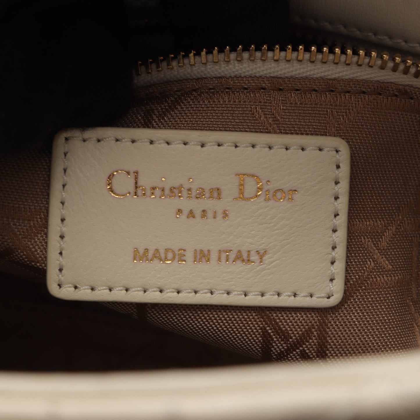 レディディオール スモール カナージュ ハンドバッグ レザー オフホワイト 2WAY クリスチャンディオール バッグ Christian Dior