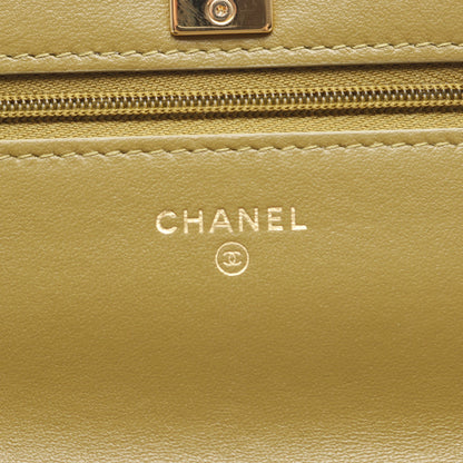 マトラッセ チェーンショルダーバッグ ラムスキン ウッド カーキグリーン ゴールド金具 2WAY シャネル バッグ CHANEL
