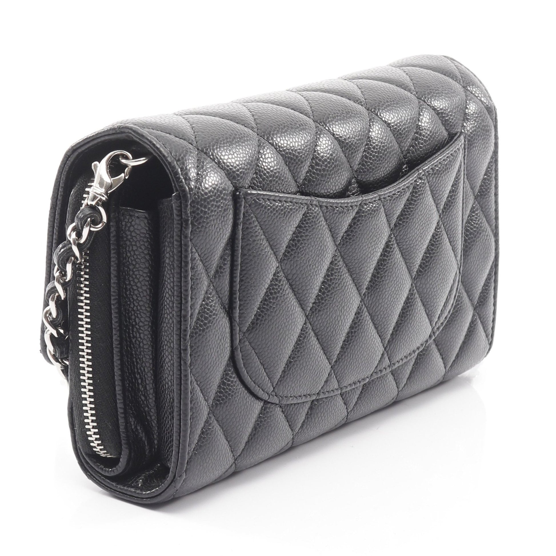 マトラッセ チェーンウォレット キャビアスキン ブラック シルバー金具 シャネル バッグ CHANEL