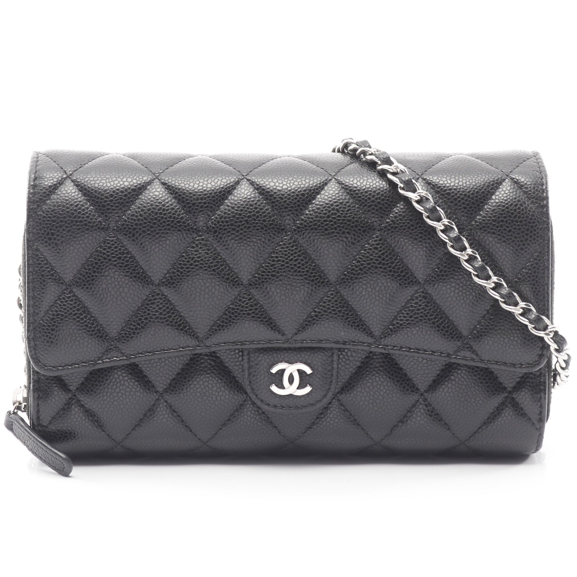 マトラッセ チェーンウォレット キャビアスキン ブラック シルバー金具 シャネル バッグ CHANEL