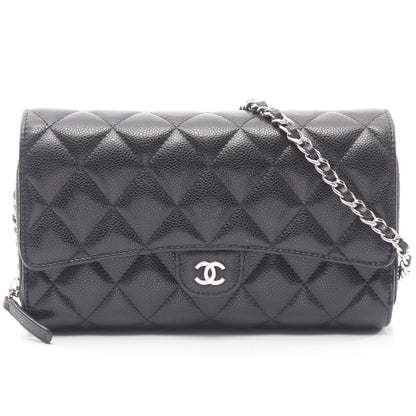 マトラッセ チェーンウォレット キャビアスキン ブラック シルバー金具 シャネル バッグ CHANEL