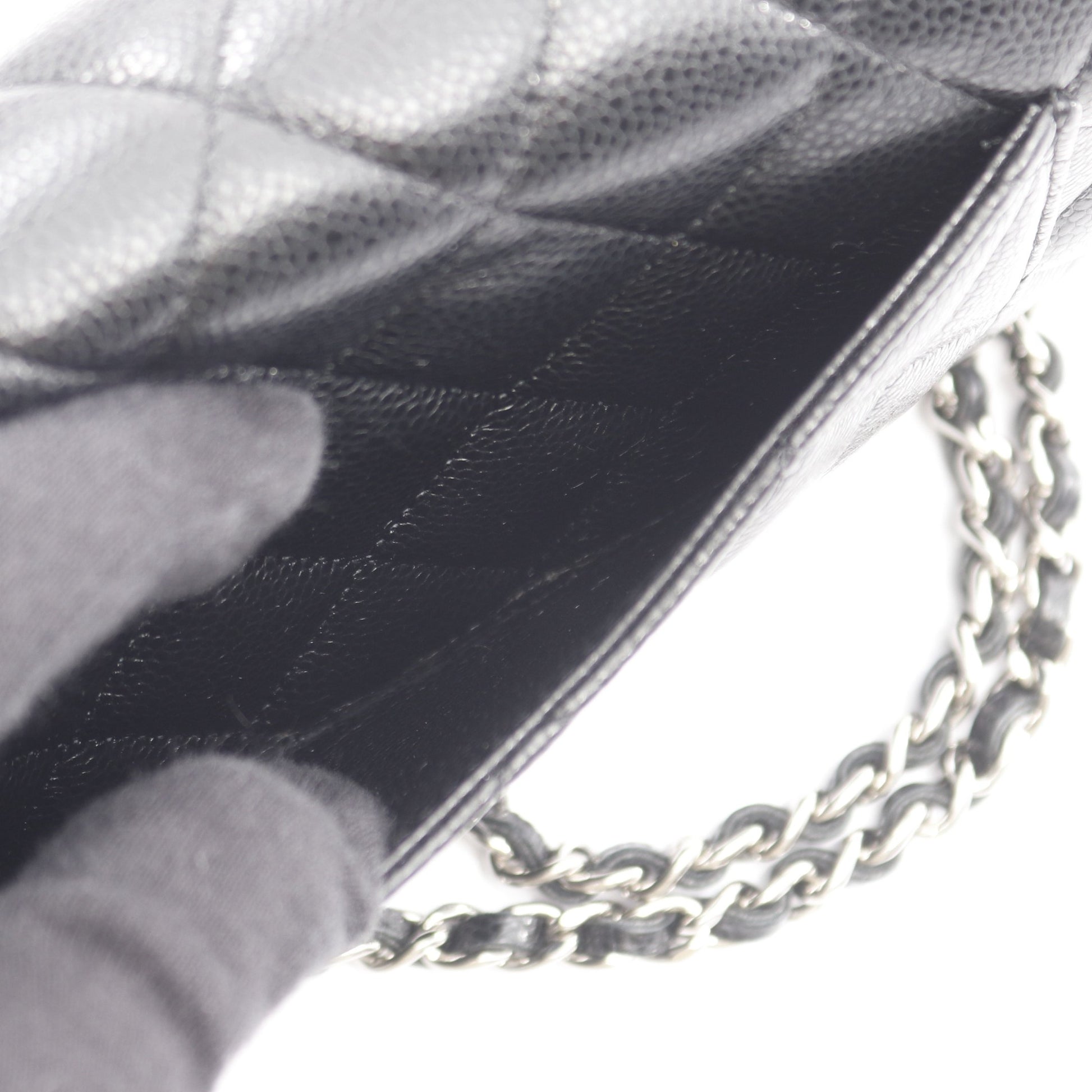 マトラッセ チェーンウォレット キャビアスキン ブラック シルバー金具 シャネル バッグ CHANEL