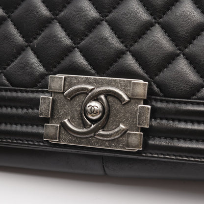 ボーイシャネル チェーンショルダーバッグ ラムスキン ブラック アンティークシルバー金具 シャネル バッグ CHANEL