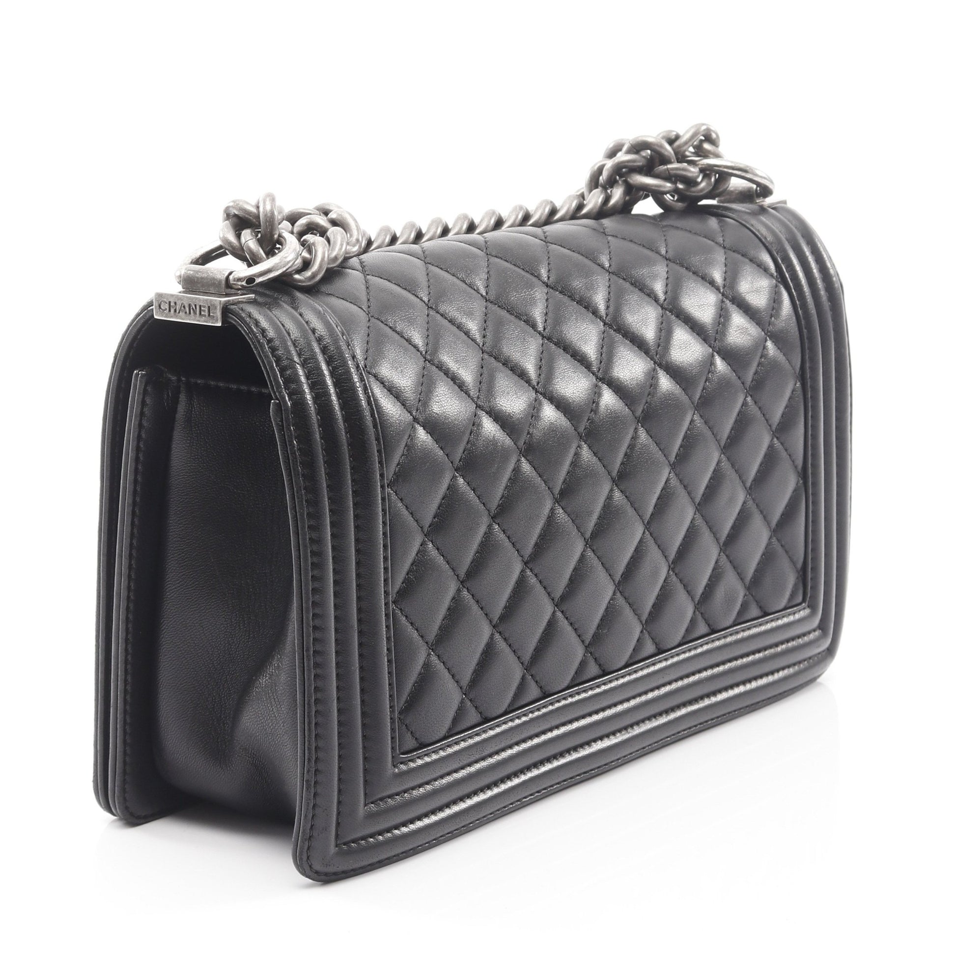 ボーイシャネル チェーンショルダーバッグ ラムスキン ブラック アンティークシルバー金具 シャネル バッグ CHANEL