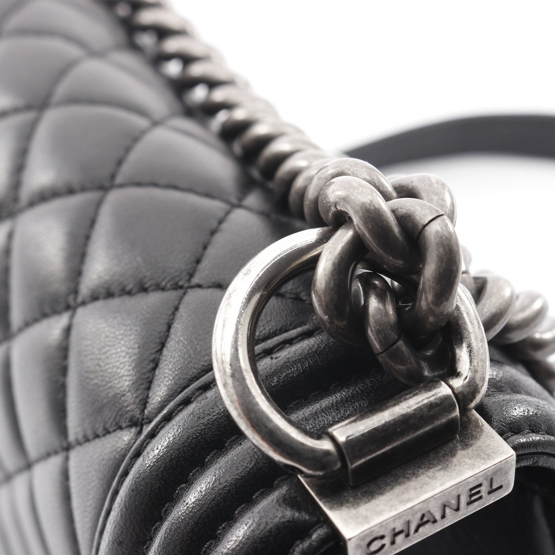 ボーイシャネル チェーンショルダーバッグ ラムスキン ブラック アンティークシルバー金具 シャネル バッグ CHANEL