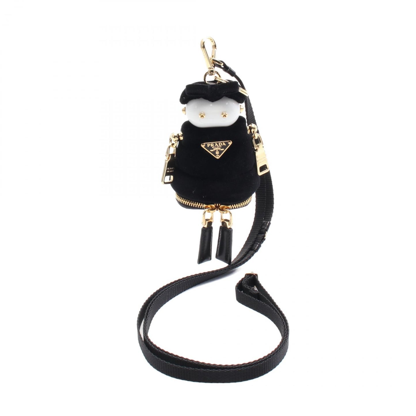 Soft Robot バッグチャーム その他 ベルベット ブラック ホワイト プラダ 財布・小物 PRADA