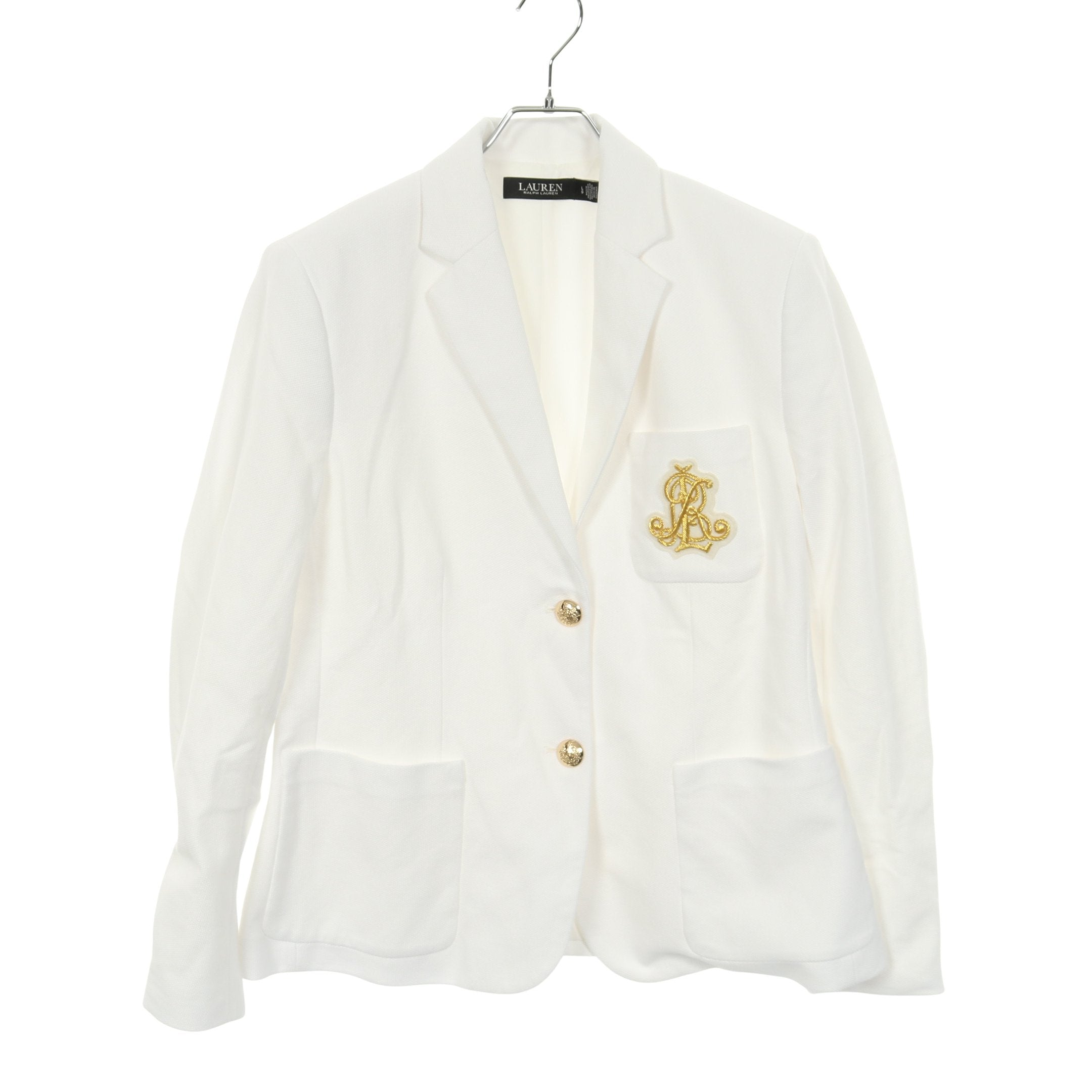 ロゴ刺繍 テーラードジャケット ブレザー コットン ホワイト ローレン