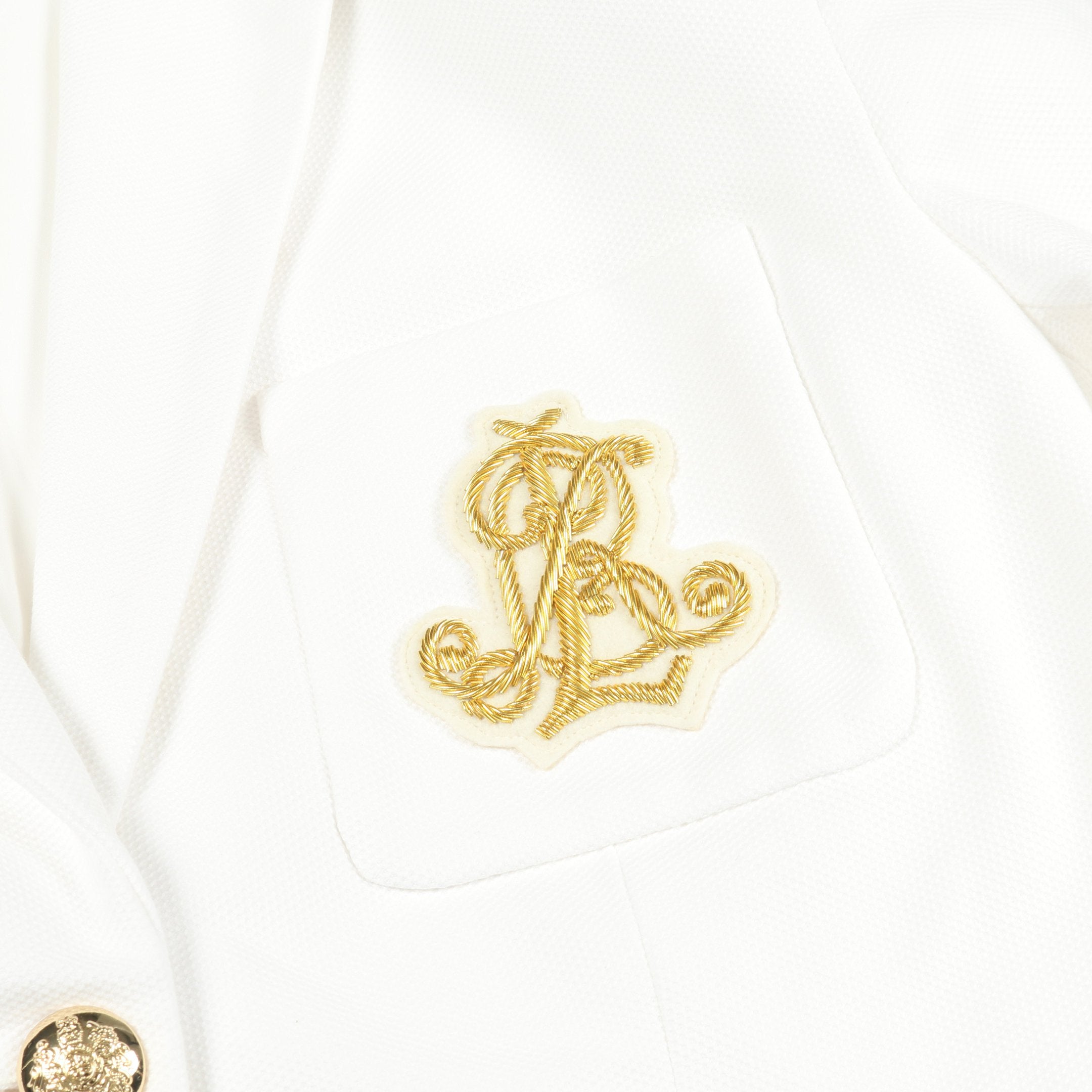 ロゴ刺繍 テーラードジャケット ブレザー コットン ホワイト ローレン