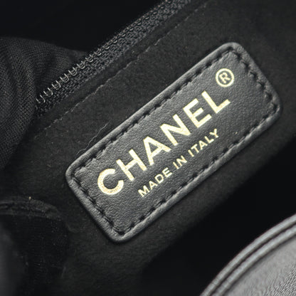 ドーヴィル 巾着 チェーンショルダーバッグ キャビアスキン ブラック ゴールド金具 シャネル バッグ CHANEL