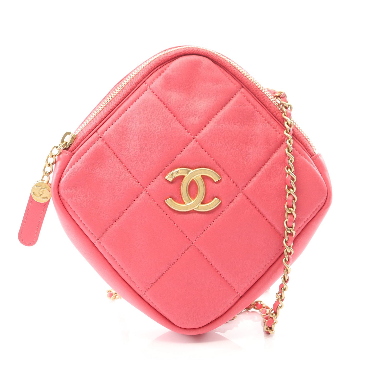 マトラッセ チェーンショルダーバッグ ラムスキン ピンク ゴールド金具 シャネル バッグ CHANEL