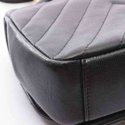 シェブロン Vステッチ トップハンドル チェーンショルダーバッグ レザー ブラック ゴールド金具 2WAY シャネル バッグ CHANEL