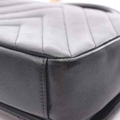 シェブロン Vステッチ トップハンドル チェーンショルダーバッグ レザー ブラック ゴールド金具 2WAY シャネル バッグ CHANEL