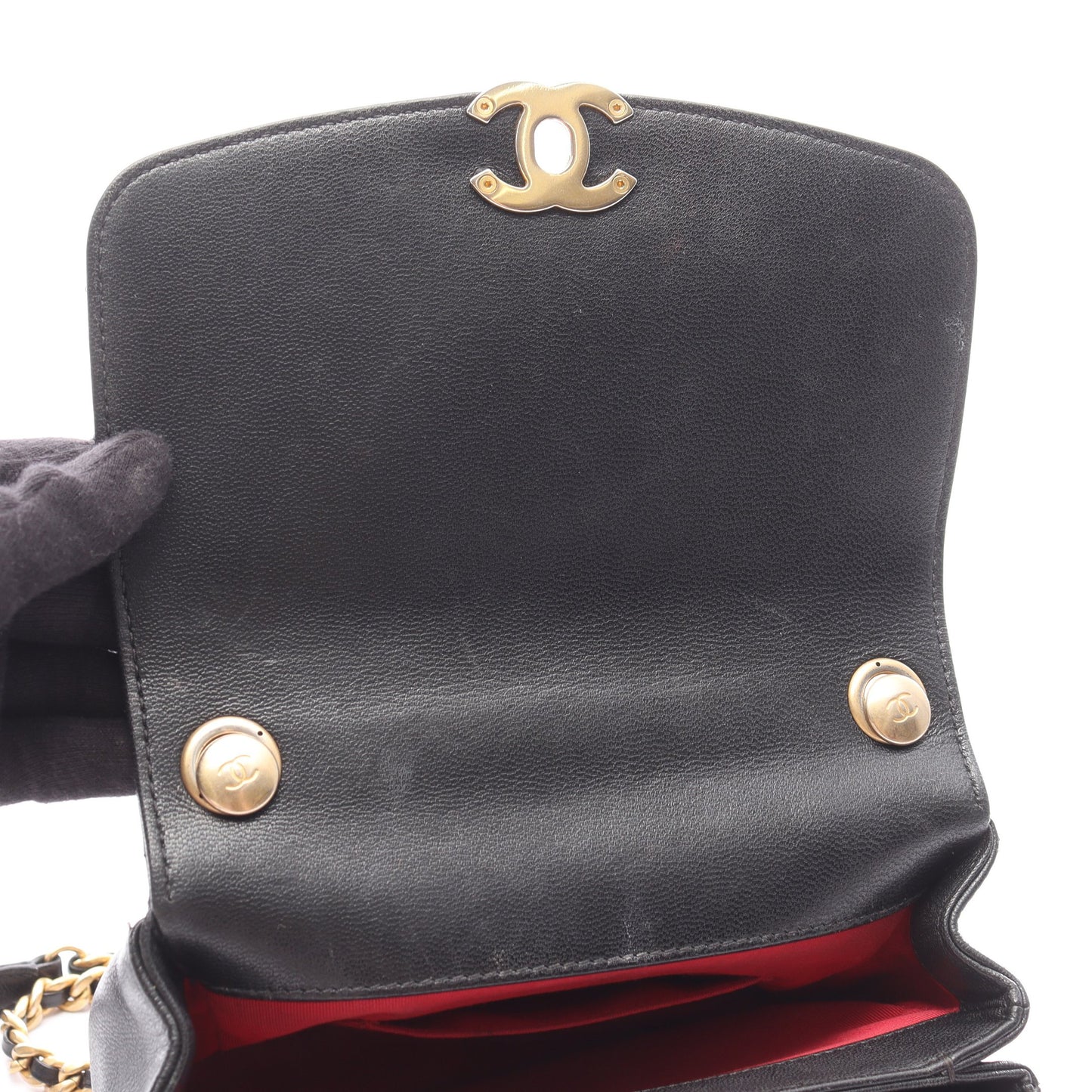 シェブロン Vステッチ トップハンドル チェーンショルダーバッグ レザー ブラック ゴールド金具 2WAY シャネル バッグ CHANEL