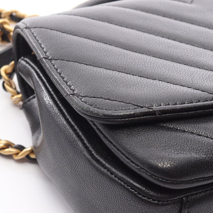 シェブロン Vステッチ トップハンドル チェーンショルダーバッグ レザー ブラック ゴールド金具 2WAY シャネル バッグ CHANEL