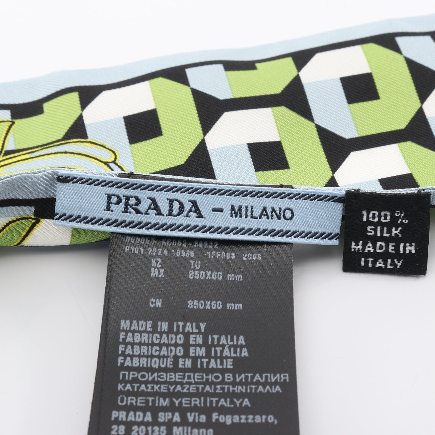 プリントシルクツイル リボン スカーフ ストール シルク ライトブルー マルチカラー プラダ 財布・小物 PRADA