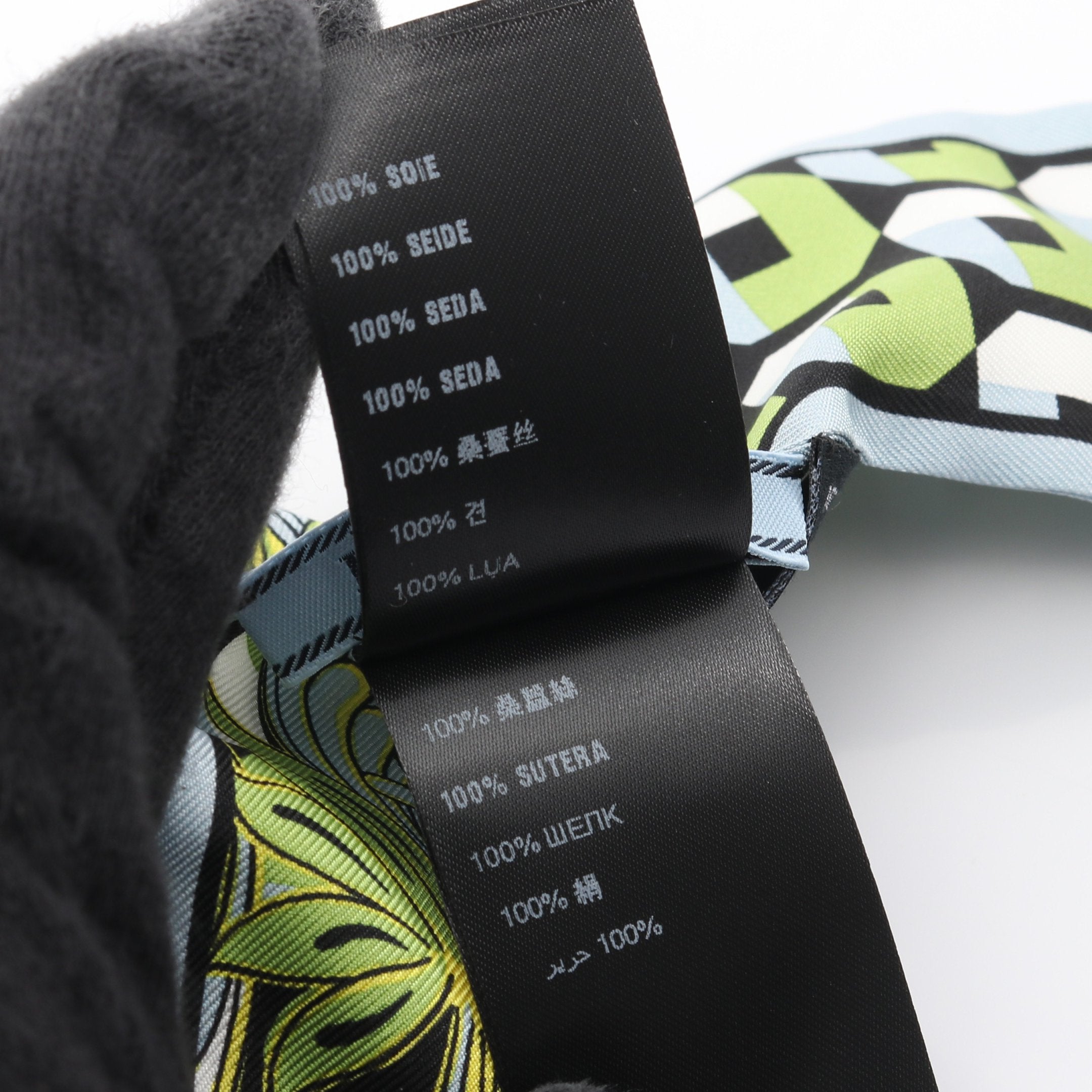 プリントシルクツイル リボン スカーフ ストール シルク ライトブルー