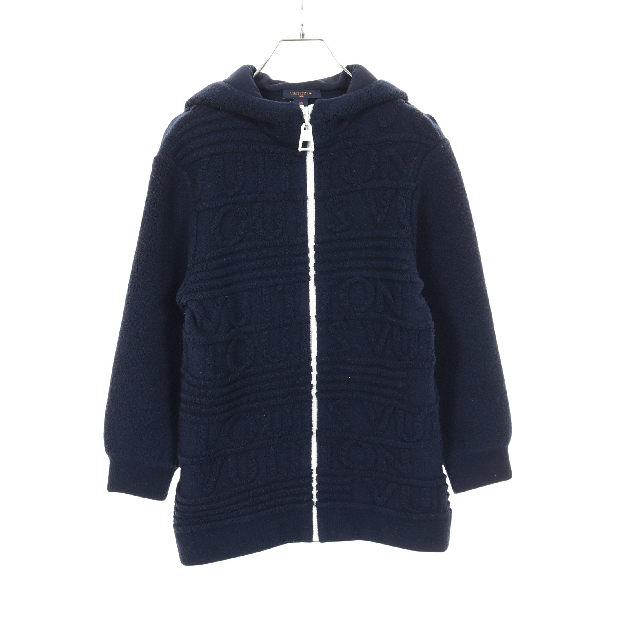 美品　ルイヴィトン　パーカー　LVロゴ　エンボス　ダミエ　ダークネイビー　L 美品 ルイヴィトン パーカー LVロゴ エンボス ダミエ ダークネイビー L