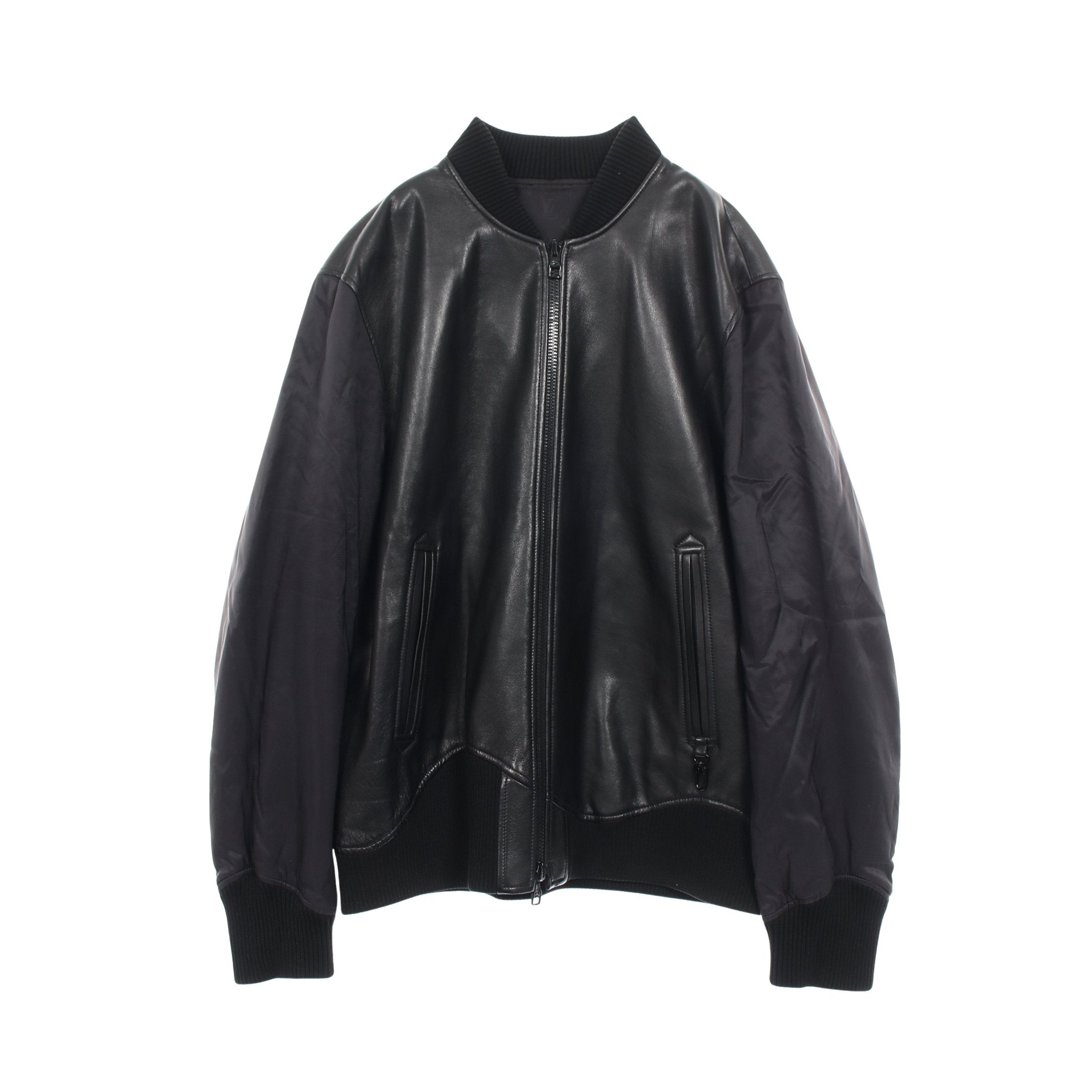 モノグラム ジャケット レザー ナイロン ブラック リバーシブル ルイ