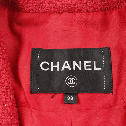 ココマークボタン ツイード ジャケット コットン レッド シャネル アウター CHANEL