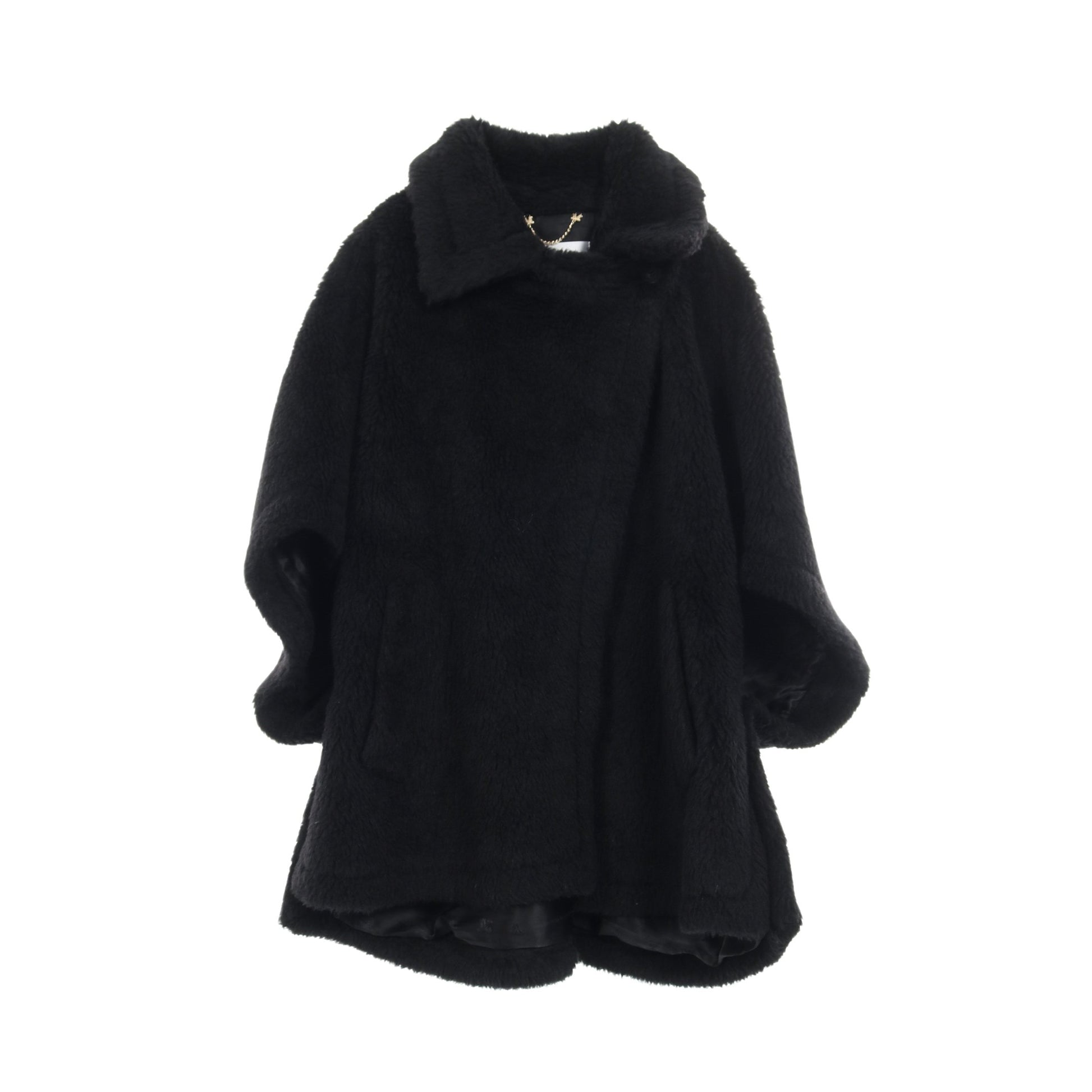 テディベア ボア ポンチョ アルパカ ウール シルク ブラック マックスマーラ アウター Max Mara