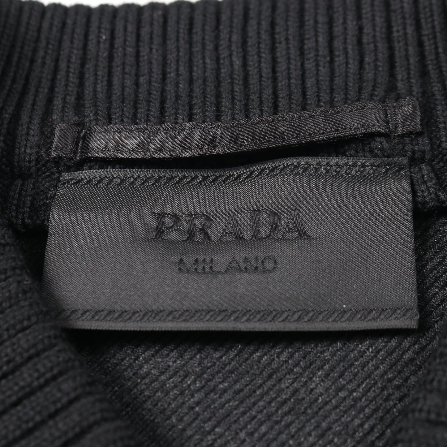 エンボスロゴ ボンバージャケット レザー ウール ブラック 切替 プラダ アウター PRADA