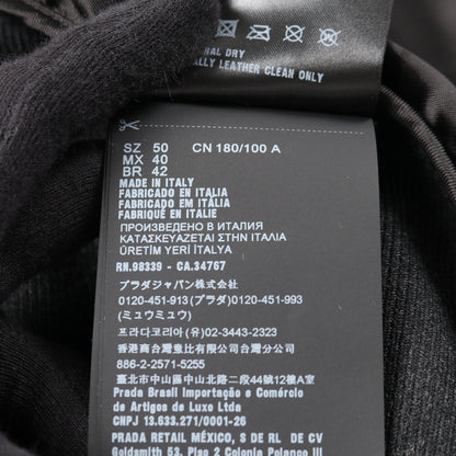 エンボスロゴ ボンバージャケット レザー ウール ブラック 切替 プラダ アウター PRADA