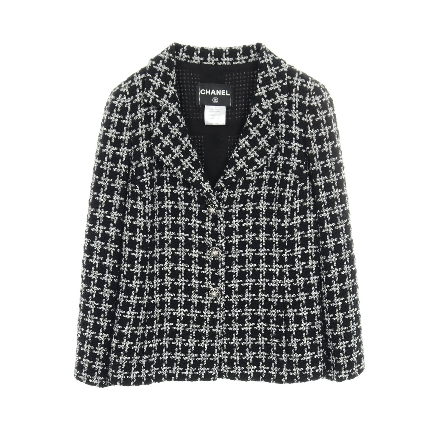 ツイード ジャケット コットン シルク ブラック ホワイト シャネル アウター CHANEL