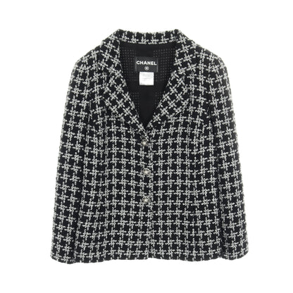 ツイード ジャケット コットン シルク ブラック ホワイト シャネル アウター CHANEL
