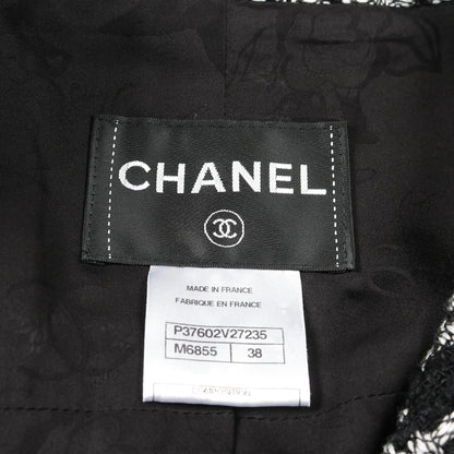 ツイード ジャケット コットン シルク ブラック ホワイト シャネル アウター CHANEL